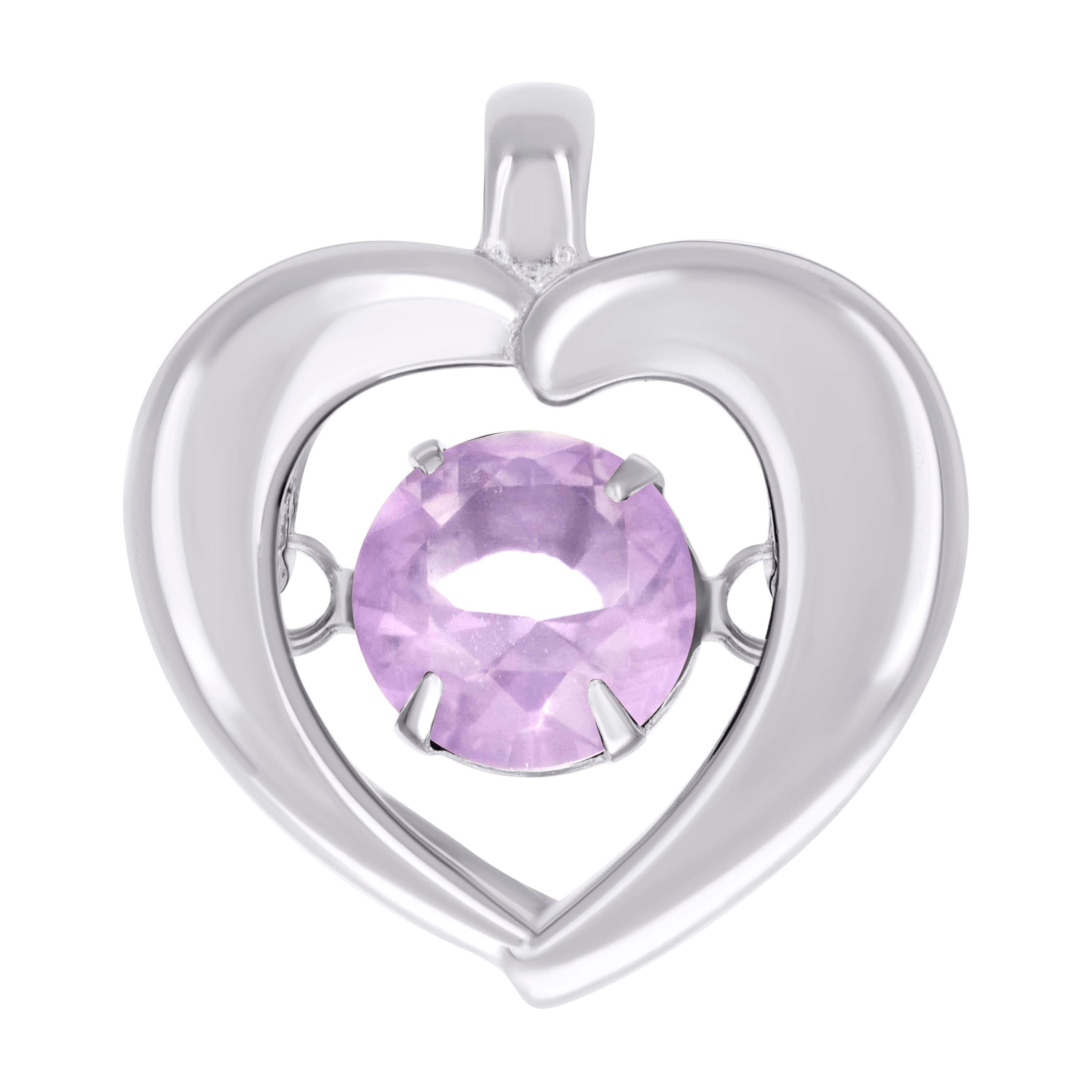 925 Sterling Silver Womens Pink Cubic-Zirconia Heart Pendant