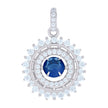 925 Sterling Silver Womens White Blue Cubic-Zirconia Fashion Pendant