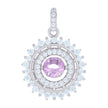 925 Sterling Silver Womens White Pink Cubic-Zirconia Fashion Pendant