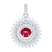 925 Sterling Silver Womens White Red Cubic-Zirconia Fashion Pendant