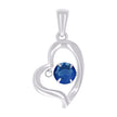 925 Sterling Silver Womens Blue Cubic-Zirconia Heart Pendant