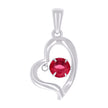 925 Sterling Silver Womens Red Cubic-Zirconia Heart Pendant
