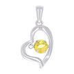 925 Sterling Silver Womens Yellow Cubic-Zirconia Heart Pendant