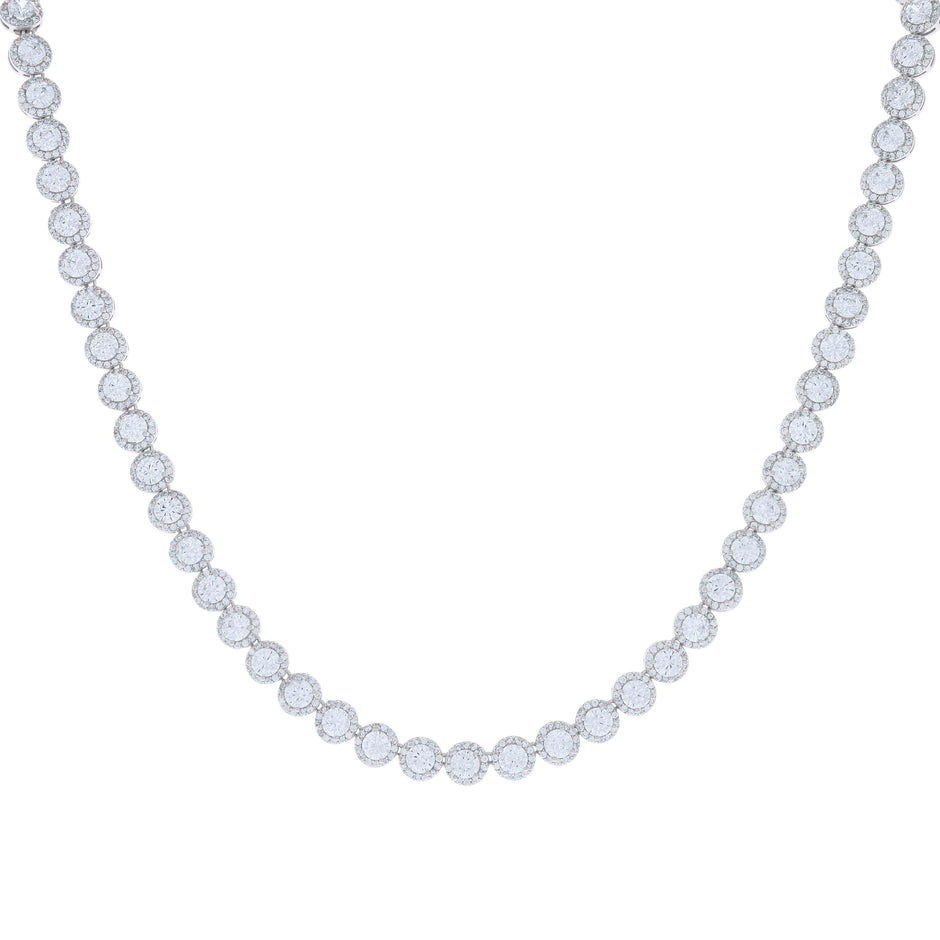 925 Sterling Silver Womens Cubic-Zirconia Fashion Link Necklace