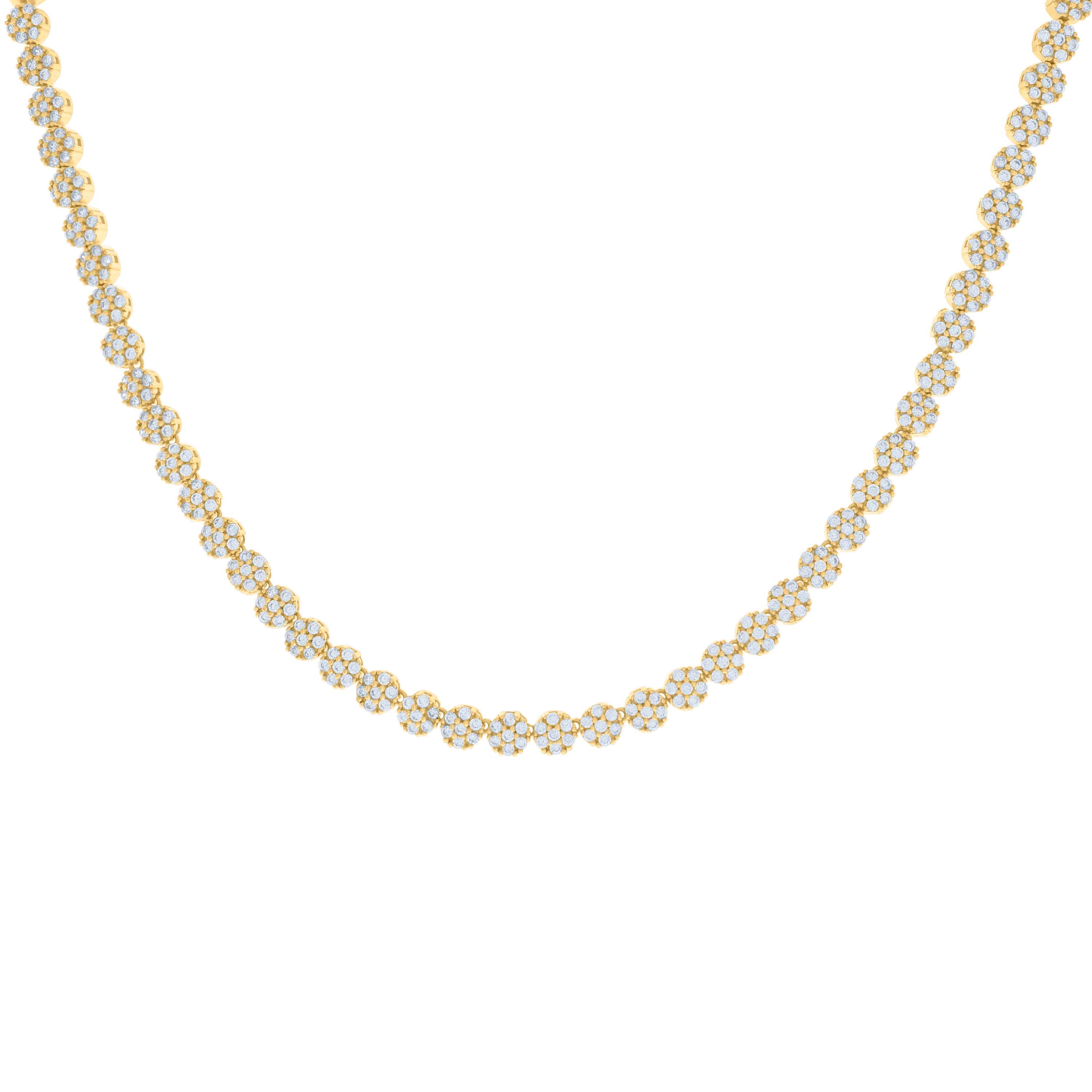 925 Sterling Silver Yellow-tone Womens Cubic-Zirconia Flower Link Necklace