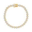 925 Sterling Silver Yellow-tone Women Cubic-Zirconia Flower Link Bracelet 7 Inches