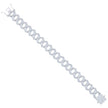925 Sterling Silver Mens Baguette Round Cubic-Zirconia Fashion Link Bracelet