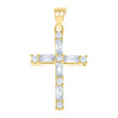 10kt Yellow Gold Womens Mens Round Cubic Zirconia Cubic-Zirconia Cross Religious Charm Pendant