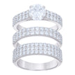 925 Sterling Silver Cubic-Zirconia His & Hers Trio Ring Set Size 8 - SLV-127262