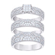 925 Sterling Silver Cubic-Zirconia His & Hers Trio Ring Set Size 9 - SLV-127268
