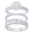 925 Sterling Silver Cubic-Zirconia His & Hers Trio Ring Set Size 8 - SLV-127282