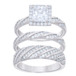 925 Sterling Silver Princess-Cut Round Cubic-Zirconia His & Hers Trio Ring Set Size 6