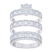 925 Sterling Silver Baguette Round Cubic-Zirconia His & Hers Trio Ring Set Size 7 - SLV-127296