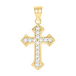 10kt Yellow Gold Cubic-Zirconia Unisex Cross Religious Charm Pendant