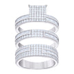 925 Sterling Silver Baguette Round Cubic-Zirconia His & Hers Trio Ring Set Size 8 - SLV-127307