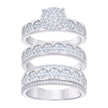 925 Sterling Silver Cubic-Zirconia His & Hers Trio Ring Set Size 6
