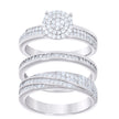 925 Sterling Silver Cubic-Zirconia His & Hers Trio Ring Set Size 6