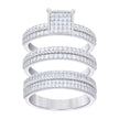 925 Sterling Silver Cubic-Zirconia His & Hers Trio Ring Set Size 9 - SLV-127323