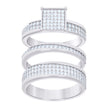 925 Sterling Silver Cubic-Zirconia His & Hers Trio Ring Set Size 6