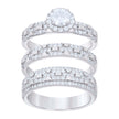 925 Sterling Silver Cubic-Zirconia His & Hers Trio Ring Set Size 9 - SLV-127333