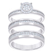 925 Sterling Silver Cubic-Zirconia His & Hers Trio Ring Set Size 9 - SLV-127347