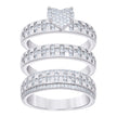 925 Sterling Silver Cubic-Zirconia His & Hers Trio Ring Set Size 9 - SLV-127352