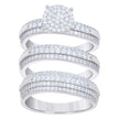 925 Sterling Silver Cubic-Zirconia His & Hers Trio Ring Set Size 9 - SLV-127357