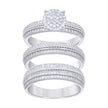 925 Sterling Silver Cubic-Zirconia His & Hers Trio Ring Set Size 8 - SLV-127366