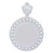 925 Sterling Silver Mens Cubic-Zirconia Crown Medallion Fashion Charm Pendant