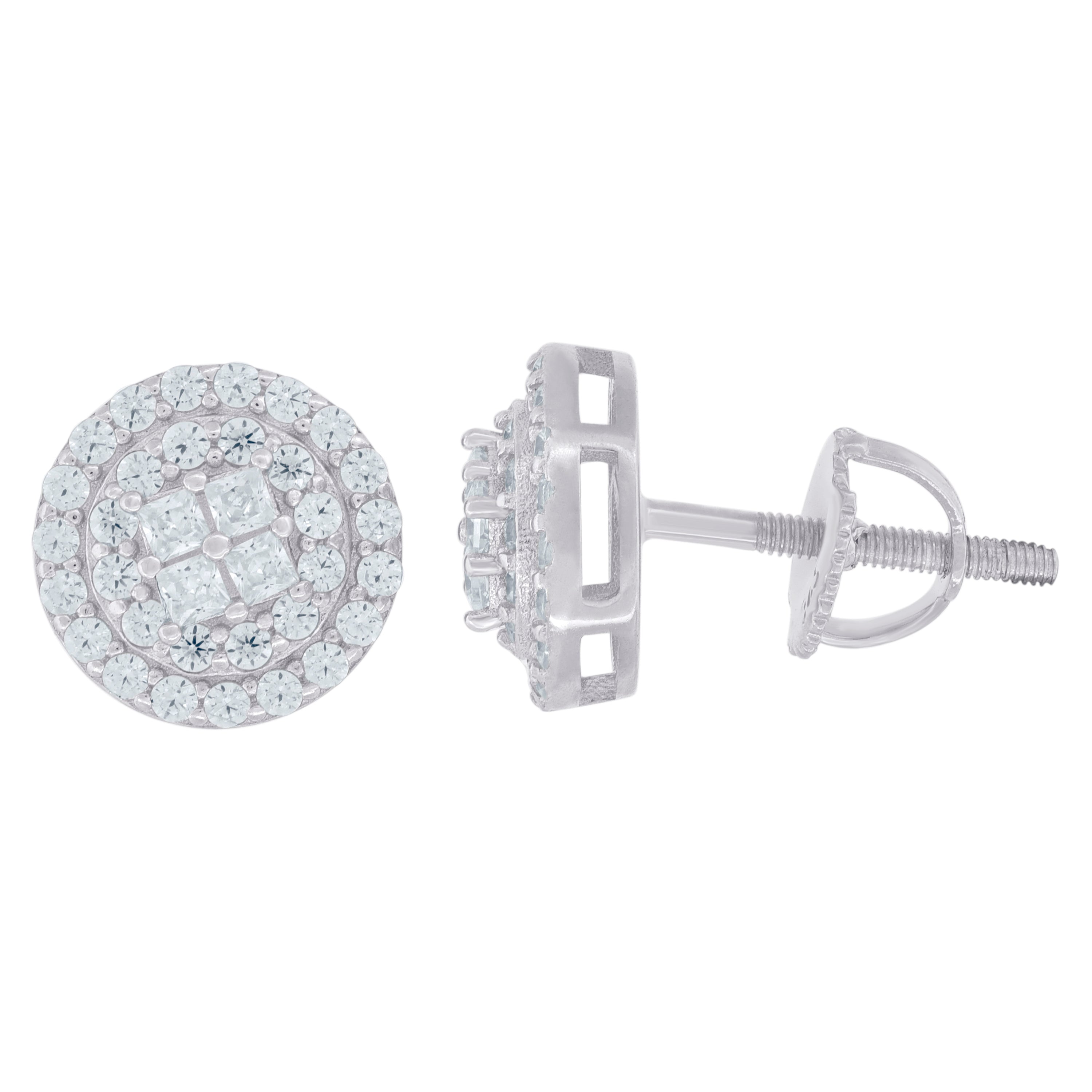 925 Sterling Silver Womens Moissanite 0.73Ct Stud Earrings 