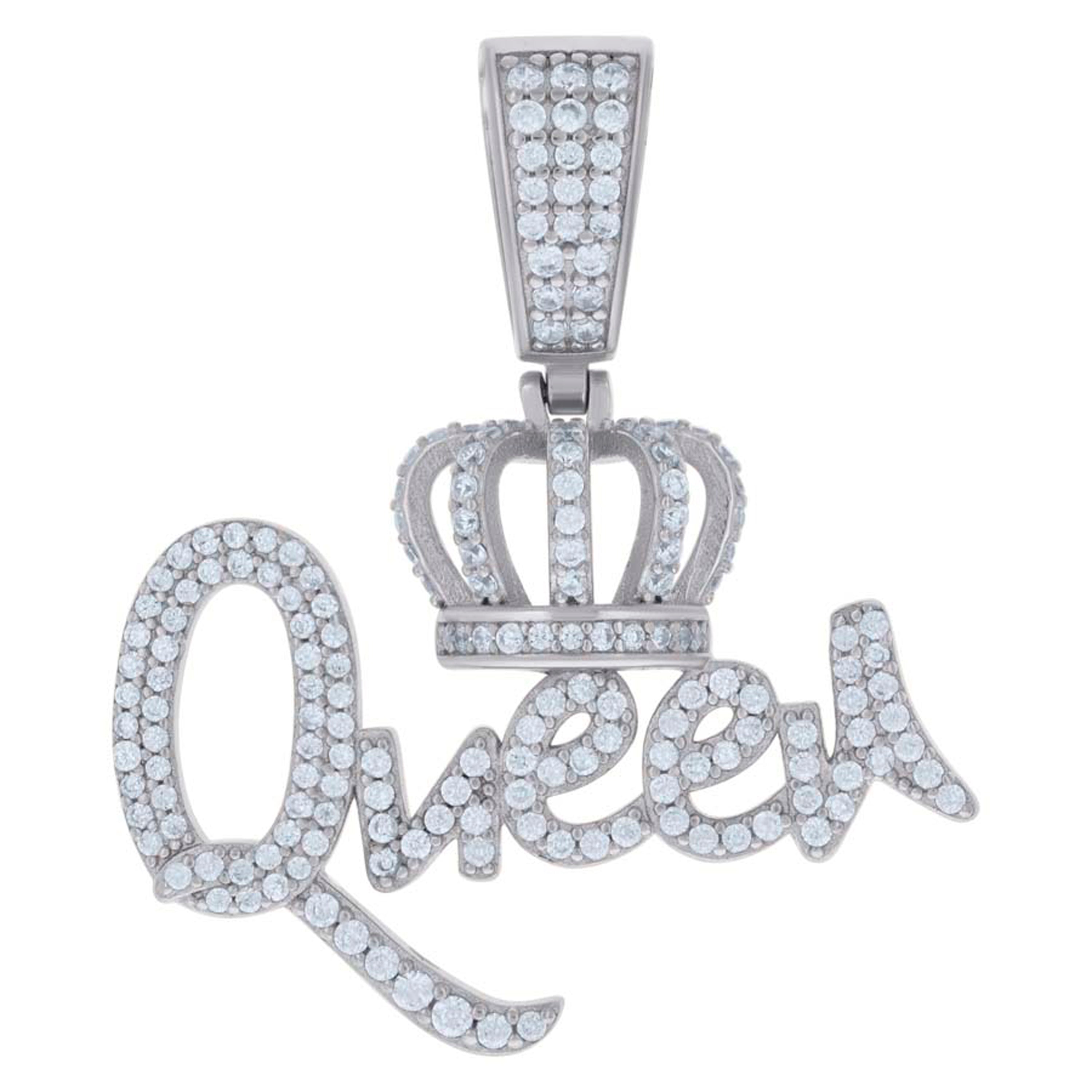 925 Sterling Silver Womens Moissanite 1.40ct Queen Talking Fashion Pendant
