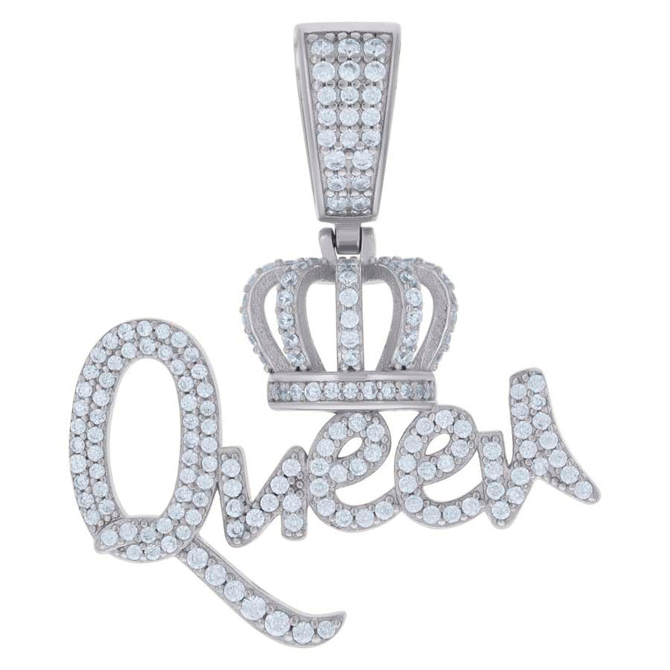 925 Sterling Silver Womens Moissanite 1.40ct Queen Talking Fashion Pendant