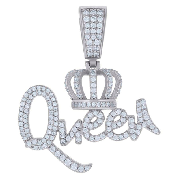 925 Sterling Silver Womens Moissanite 1.40ct Queen Talking Fashion Pendant