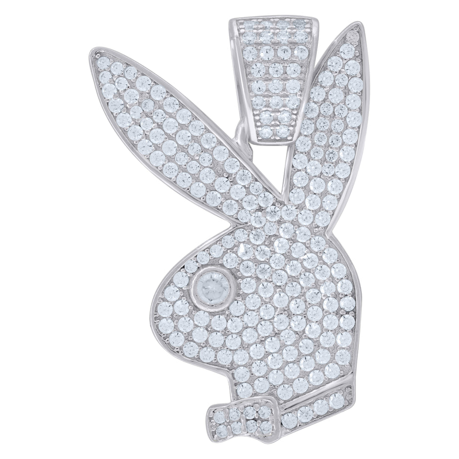 925 Sterling Silver Mens 1.68ct Moissanite Play Boy Symbol Charm Pendant 