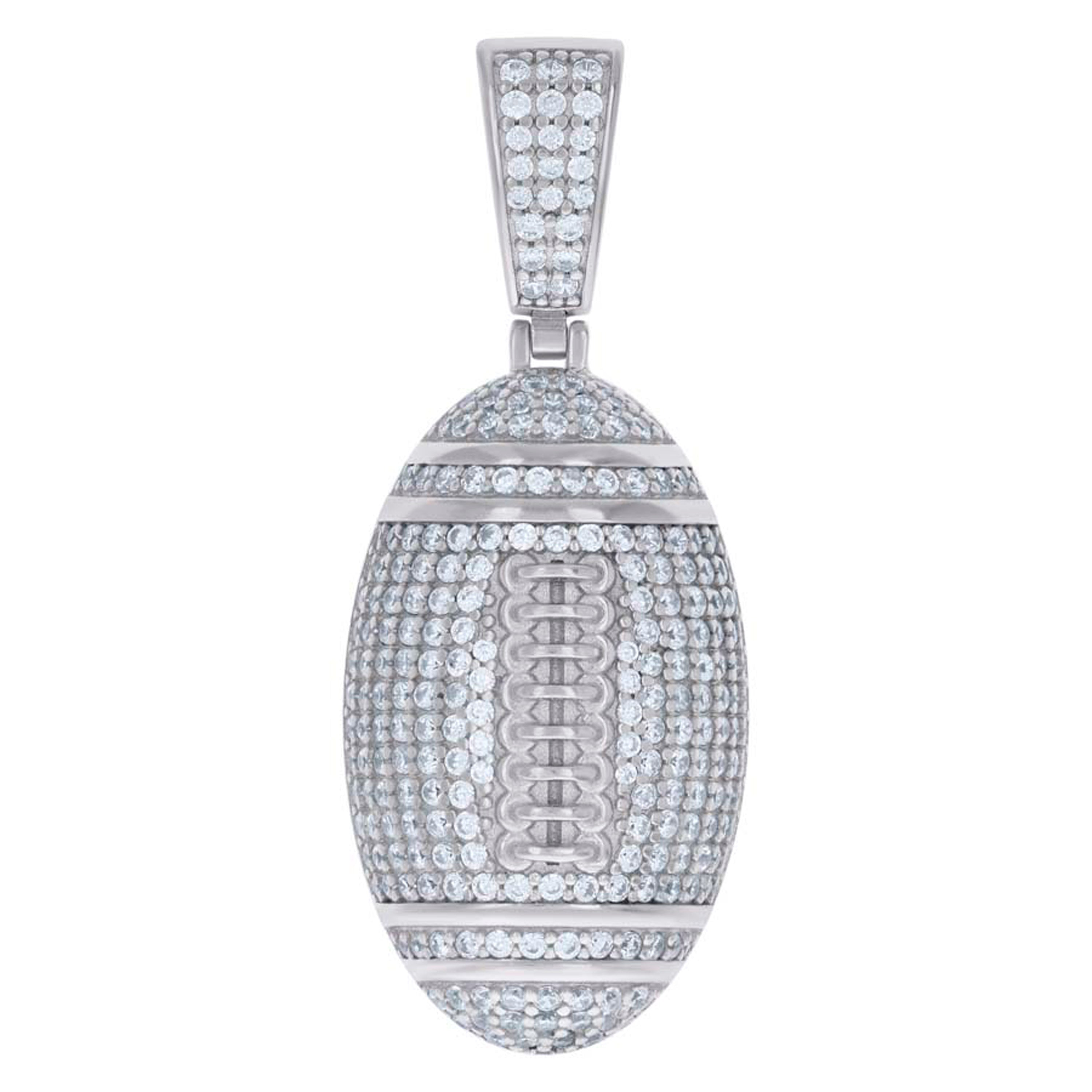 925 Sterling Silver Mens Moissanite 1.38ct Football Sports Pendant