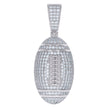 925 Sterling Silver Mens Moissanite 1.38ct Football Sports Pendant