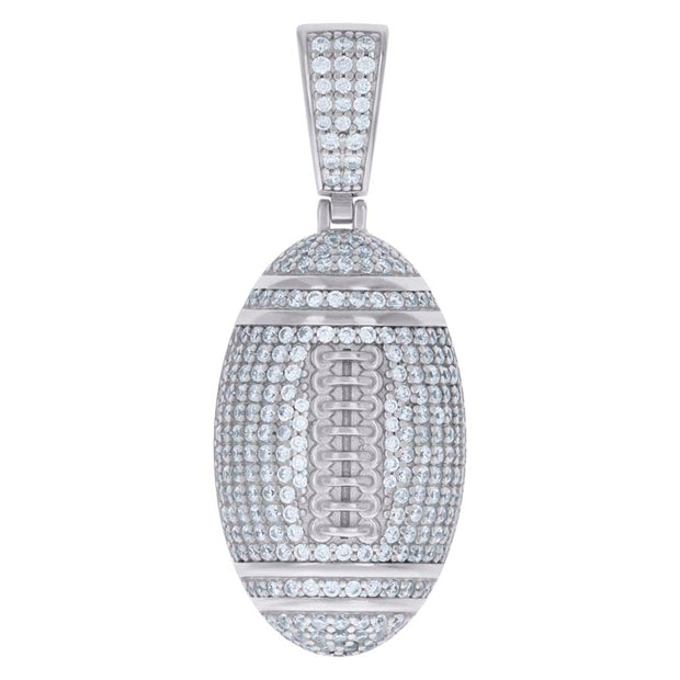 925 Sterling Silver Mens Moissanite 1.38ct Football Sports Pendant
