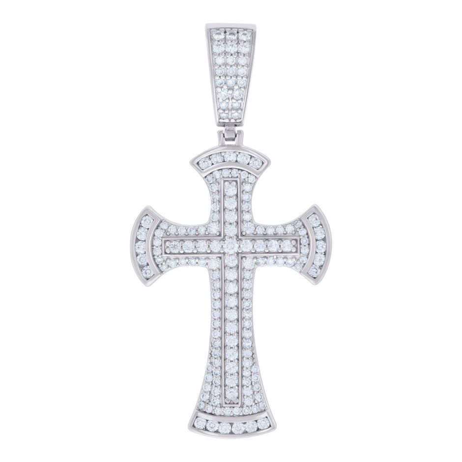 925 Sterling Silver Mens 1.40ct Moissanite Cross Religious Charm Pendant