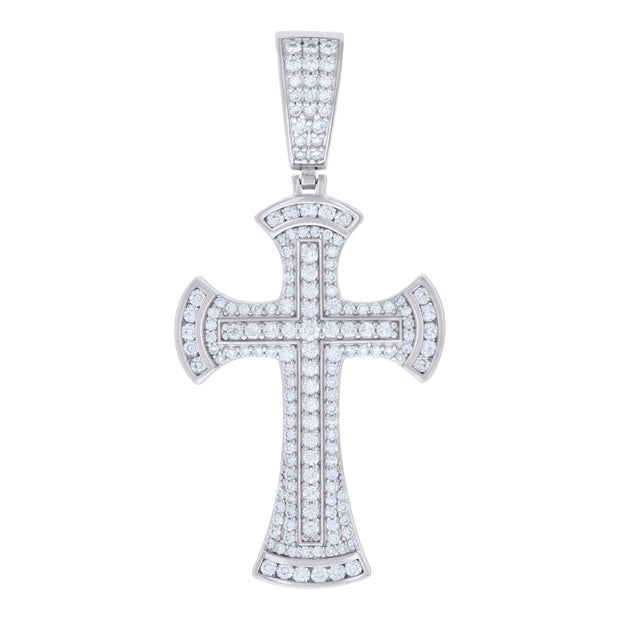 925 Sterling Silver Mens 1.40ct Moissanite Cross Religious Charm Pendant