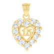 10kt Two-Tone Gold Womens Cubic Zirconia Cubic-Zirconia Sweet 15 Heart Charm Pendant
