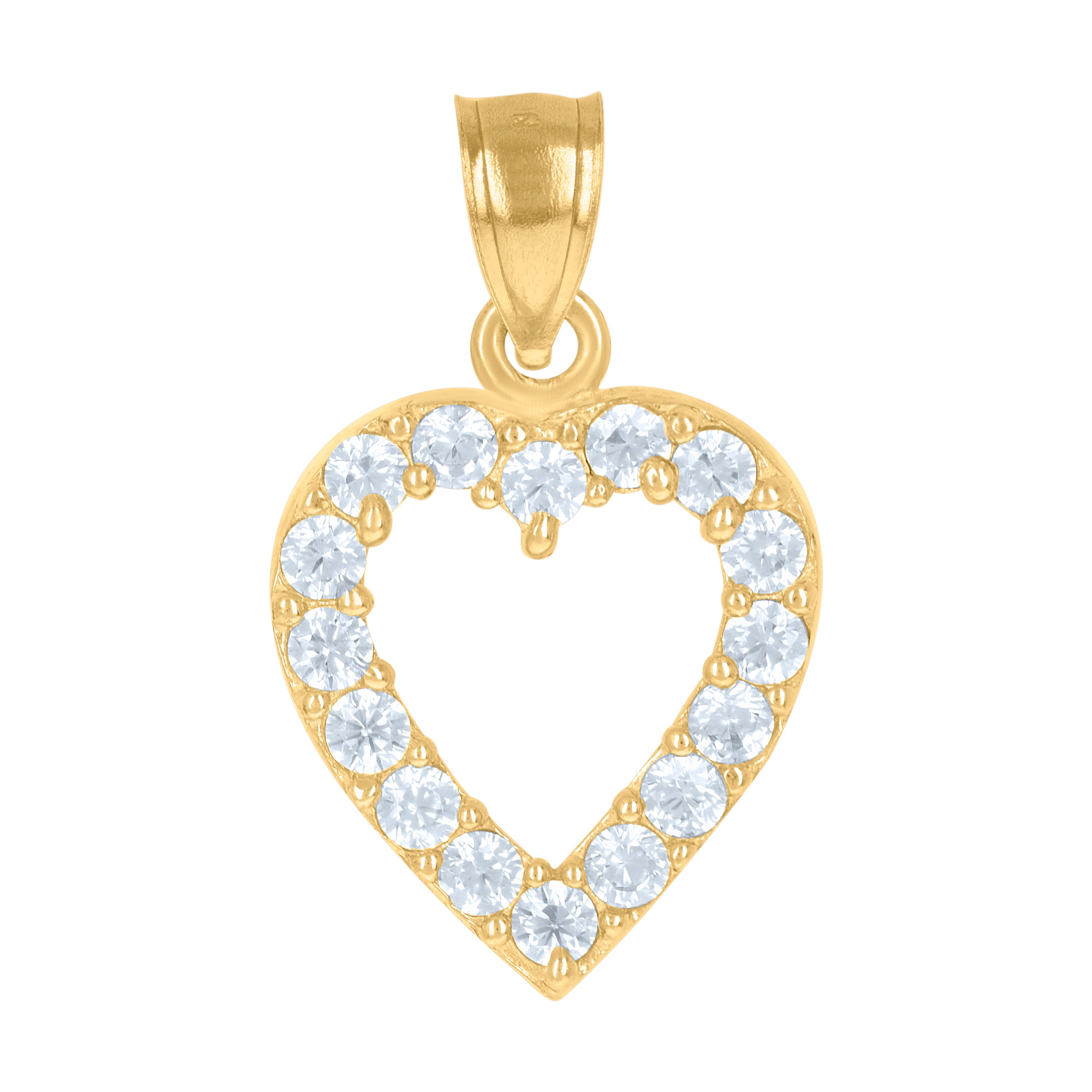 10kt Yellow Gold Womens Cubic Zirconia Cubic-Zirconia Open Heart Charm Pendant