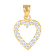 10kt Yellow Gold Womens Cubic Zirconia Cubic-Zirconia Open Heart Charm Pendant