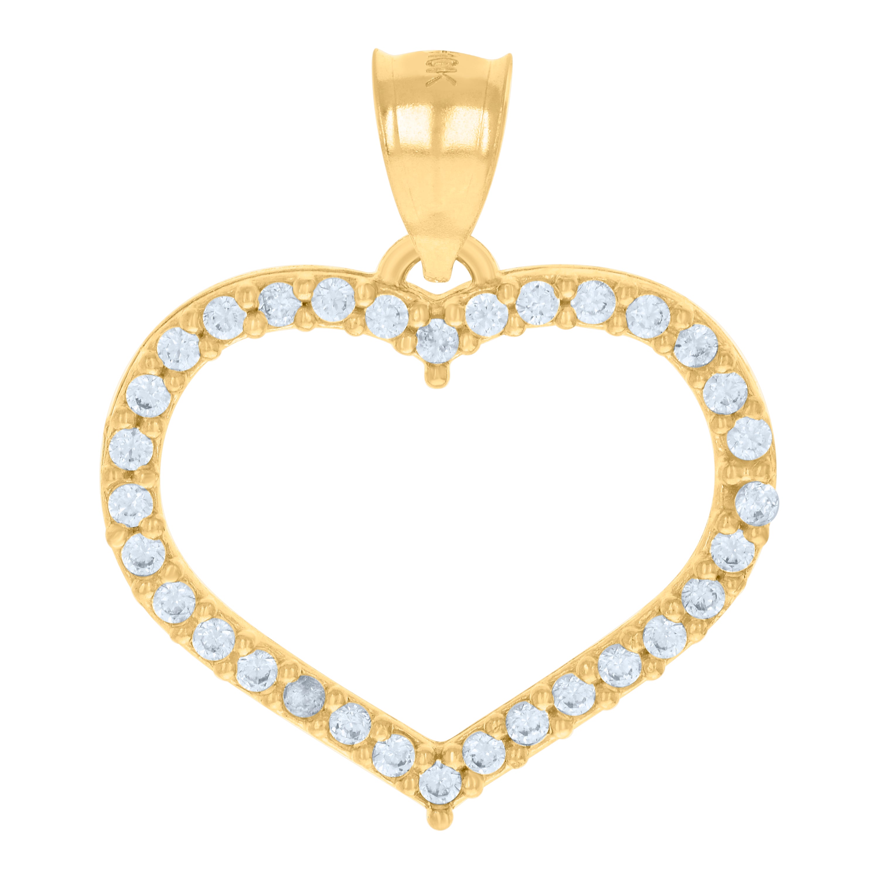 10kt Yellow Gold Womens Cubic Zirconia Cubic-Zirconia Open Heart Charm Pendant