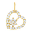 10kt Yellow Gold Cubic-Zirconia Womens Flower Heart Charm Pendant