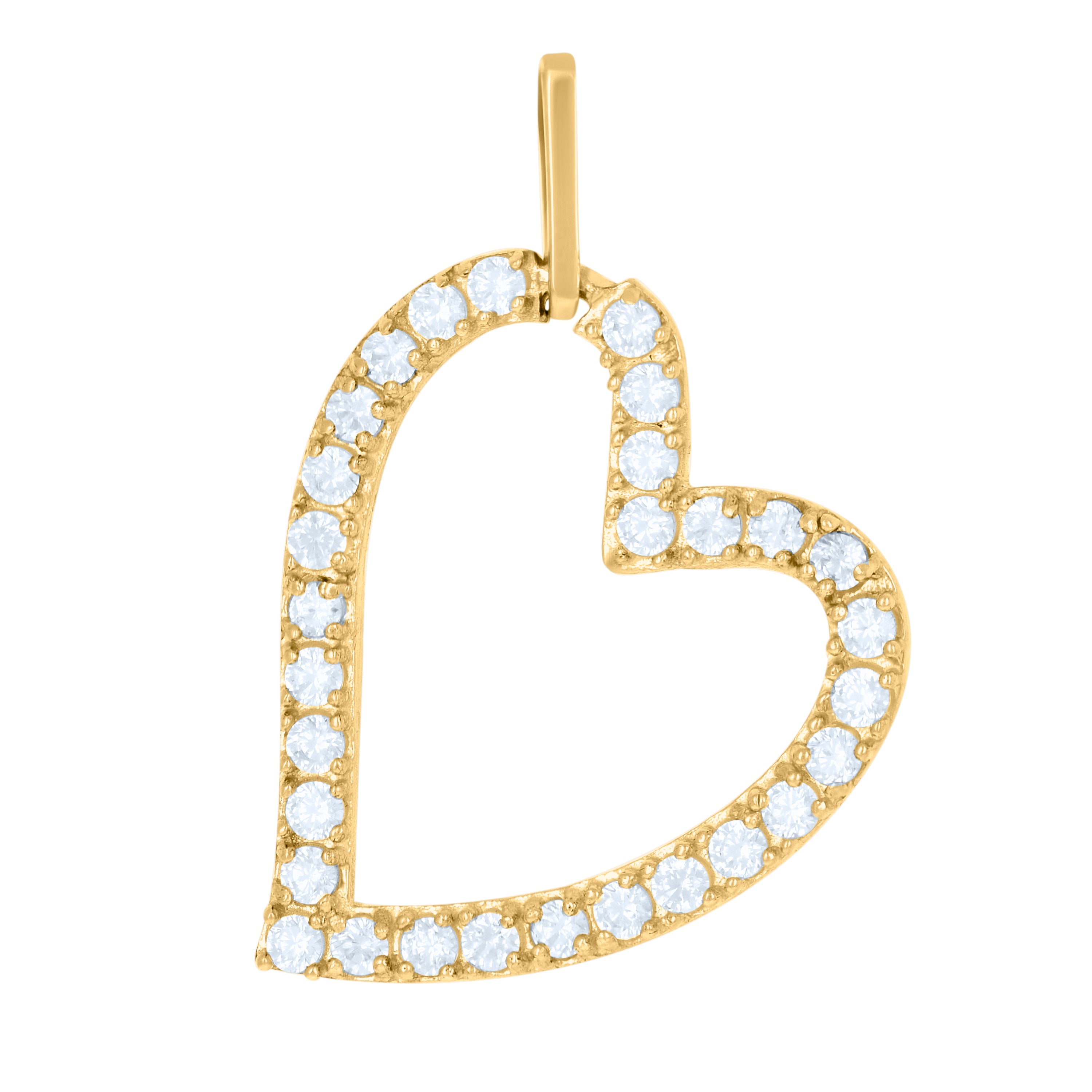 10kt Yellow Gold Womens Cubic Zirconia Cubic-Zirconia Open Heart Charm Pendant