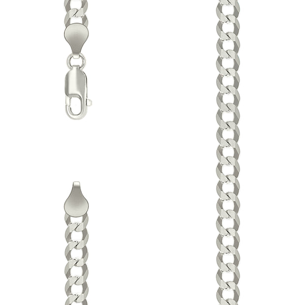 925 Sterling Silver Solid Super Flat Cuban Chain Silver 160 6mm-7