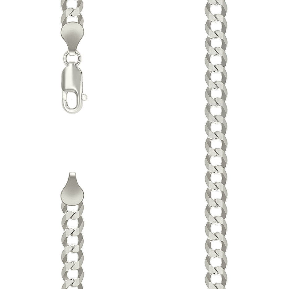 925 Sterling Silver Solid Super Flat Cuban Chain Silver 160 6mm-16 - SLV-127552