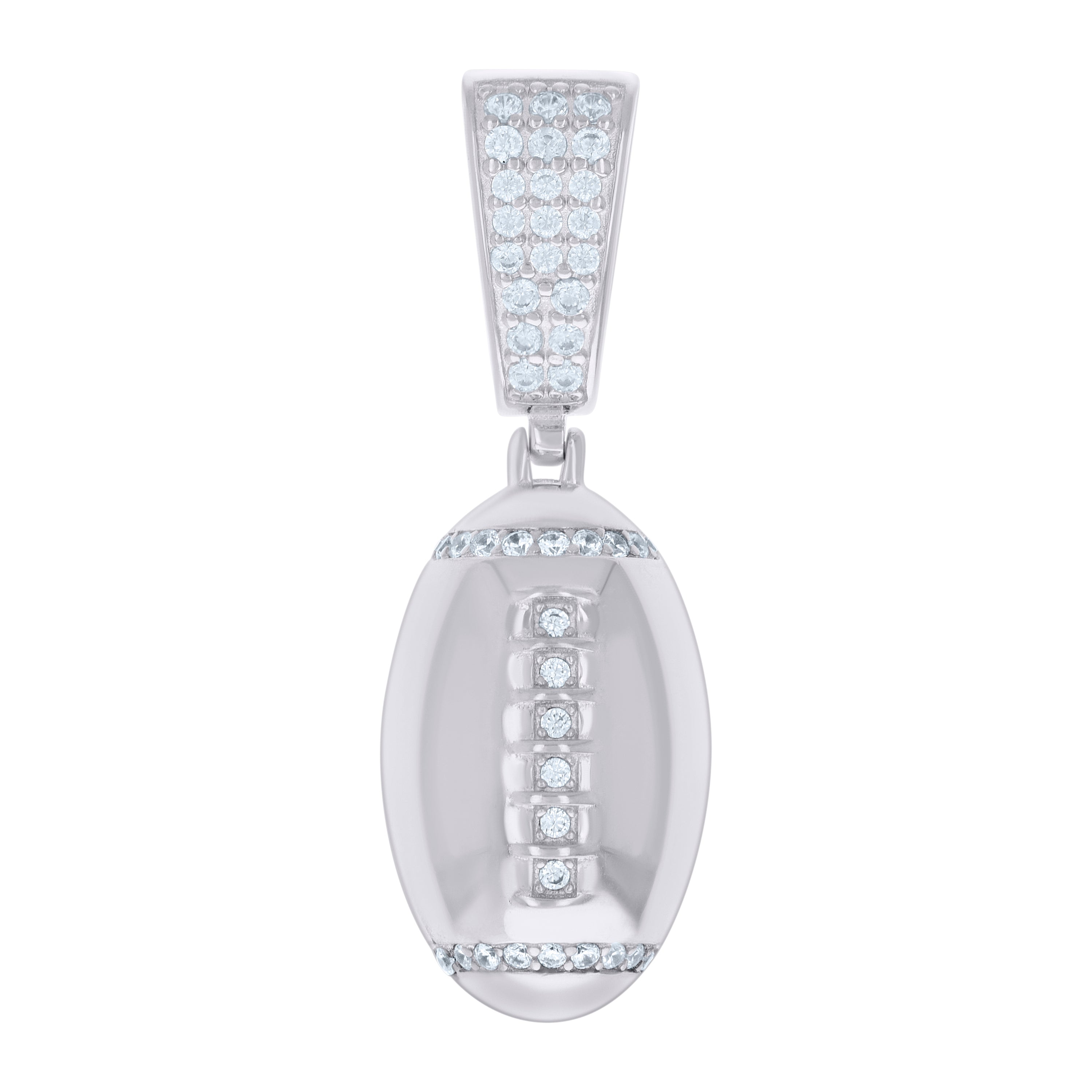 925 Sterling Silver Mens Cubic-Zirconia Football Sports Pendant 
