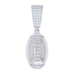 925 Sterling Silver Mens Cubic-Zirconia Football Sports Pendant 
