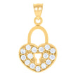 10kt Yellow Gold Womens Cubic Zirconia Cubic-Zirconia Love Heart Lock Charm Pendant